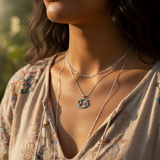 Z ARRON DESIGN Serenity Moonstone kobbertråd vedhæng halskæde
