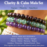 Ensemble de 3 bracelets Mala en cristal Clarté et Calme