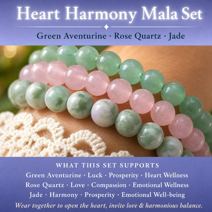 Heart Harmony 3'lü Kristal Mala Bileklik Seti