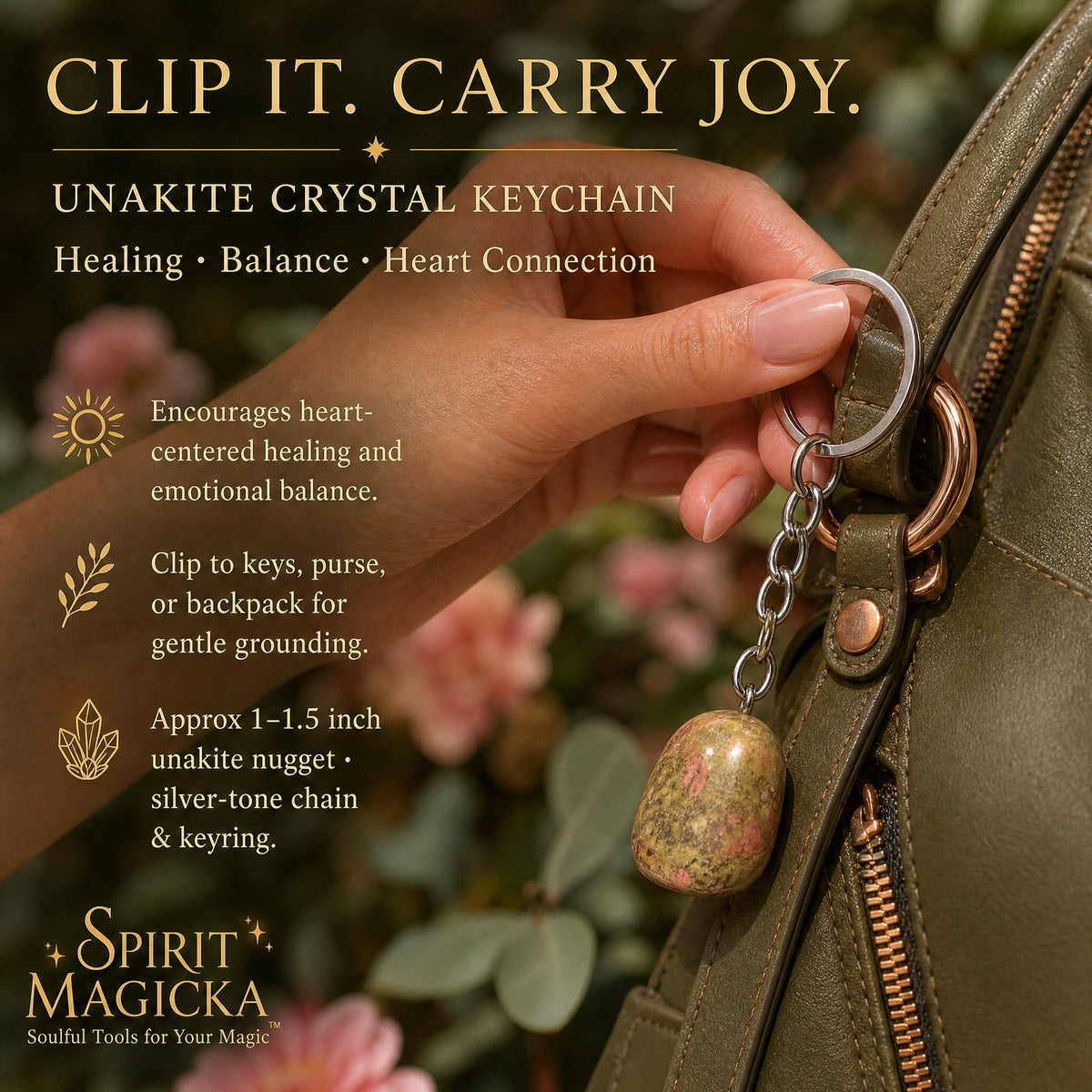 Unakite Crystal Keychain