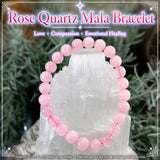 Pulsera Mala De Cuarzo Rosa Con Estuche De Terciopelo