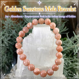 Pulsera Mala De Piedra Del Sol Dorada Con Bolsa De Terciopelo