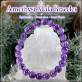 Pulsera Mala Amatista Con Bolsa De Terciopelo