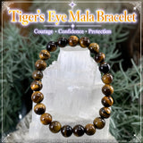 Mala-Tigerauge-Armband mit Samtbeutel