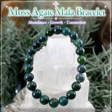 Pulsera Mala De Ágata Musgosa Con Bolsa De Terciopelo