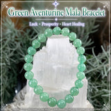 Pulsera Mala Aventurina Verde Con Bolsita De Terciopelo