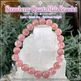 Pulsera Mala De Cuarzo Fresa Con Bolsa De Terciopelo