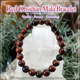 Pulsera Mala De Obsidiana Roja Con Bolsita De Terciopelo