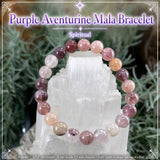 Pulsera Mala De Aventurina Morada Con Bolsa De Terciopelo