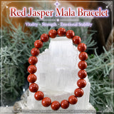 Pulsera Mala De Jaspe Rojo Con Bolsita De Terciopelo