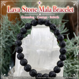 Bracelet Mala Pierre De Lave Avec Pochette En Velours