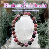 Pulsera Mala De Rodonita Con Bolsa De Terciopelo