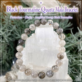 Pulsera Mala De Cuarzo Y Turmalina Negra Con Estuche De Terciopelo