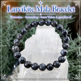 Pulsera Mala Larvikita Con Bolsa De Terciopelo