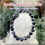 Mala Snowflake Obsidian armband með flauelspoka