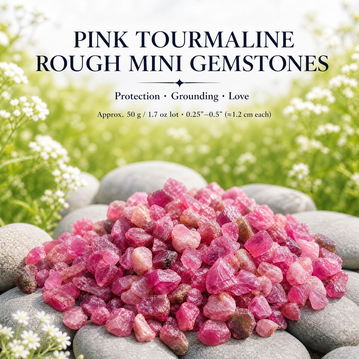 Pembe Turmalin Kaba Mini Taşlar (50 Gram / 1.7oz Lot)