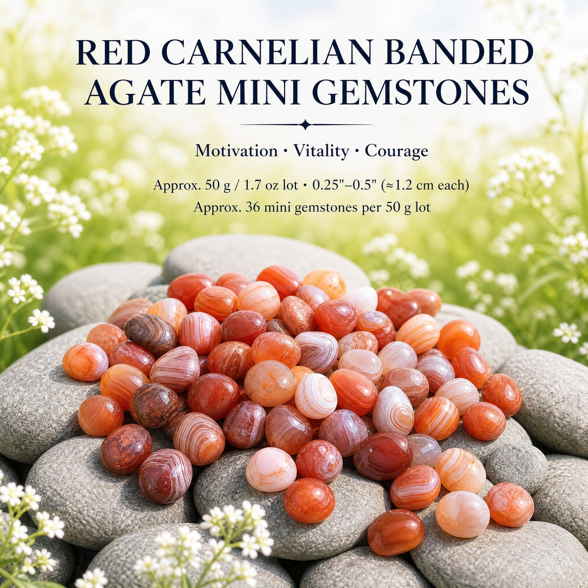 Kırmızı Carnelian Bantlı Akik Mini Taşlar (50 Gram / 1.7oz. Parti)