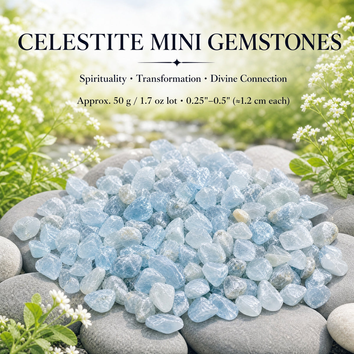 Celestite Mini Değerli Taşlar (50 Gram / 1.7oz Lot)