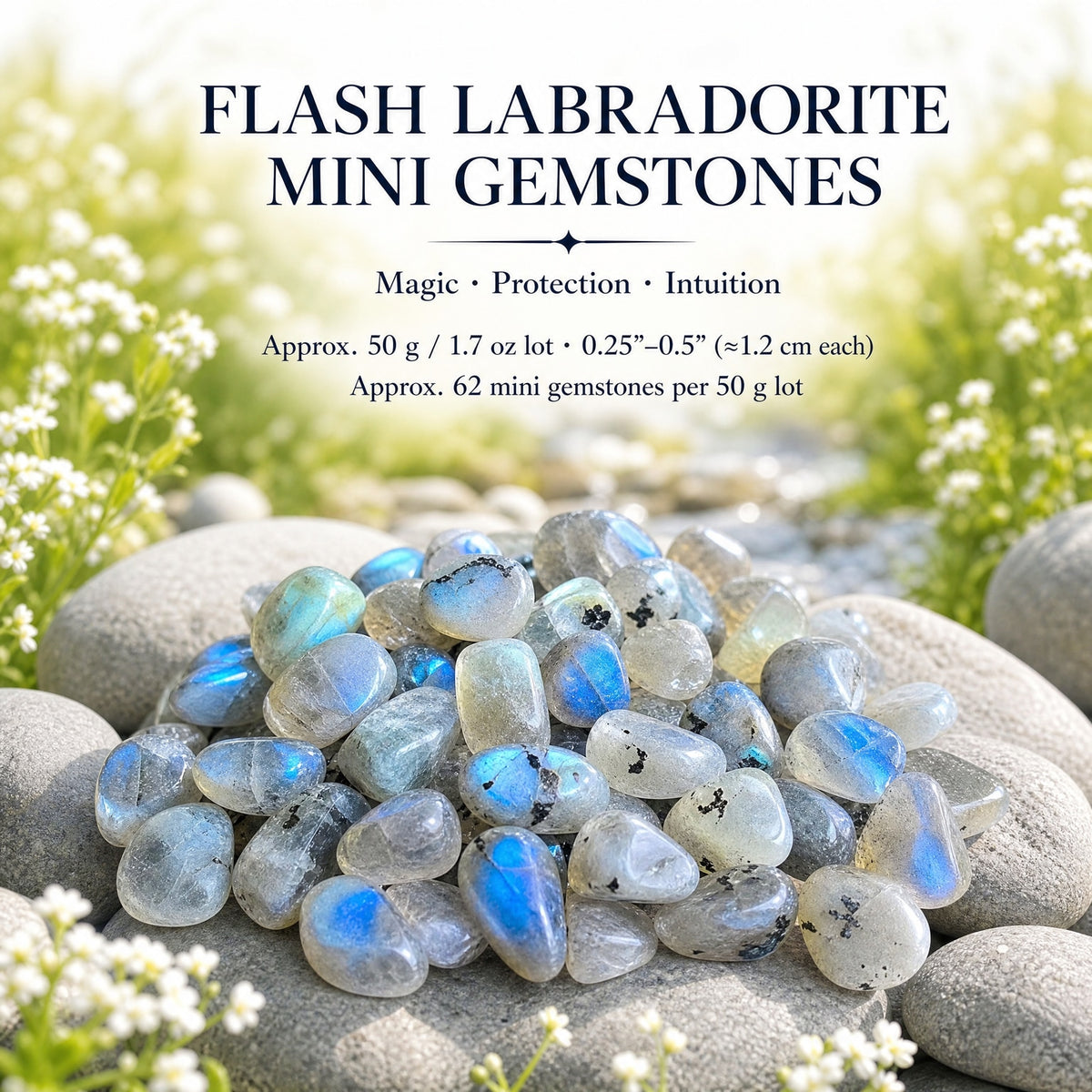 Flash Labradorit Mini Değerli Taşlar (50 Gram / 1.7oz. Parti)