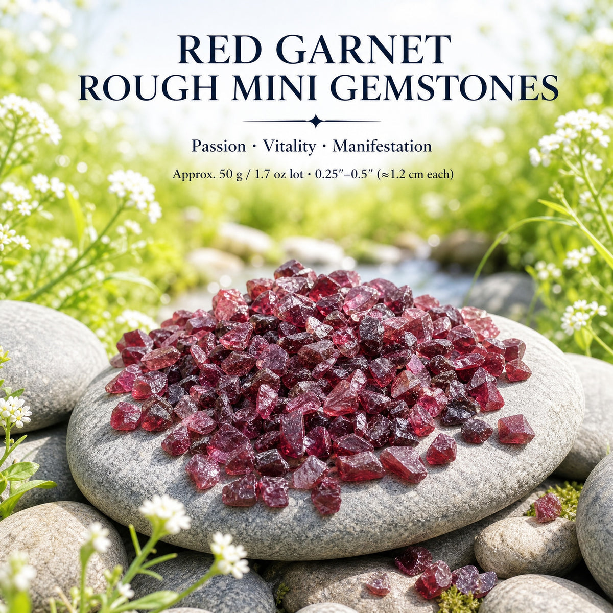 Kırmızı Garnet Kaba Mini Değerli Taşlar (50 Gram / 1.7oz Lot)