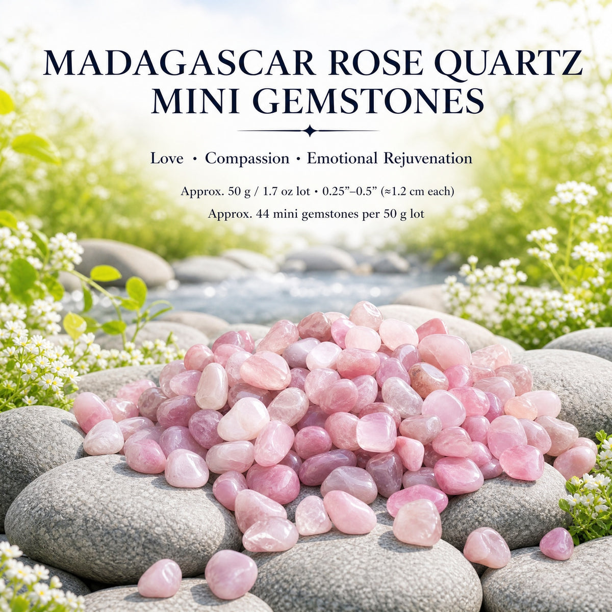 Madagaskar Pembe Kuvars Mini Değerli Taşlar (50 Gram / 1.7oz. Parti)