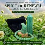 Spirit of Renewal – Green Chalcedony Rabbit Totem Set