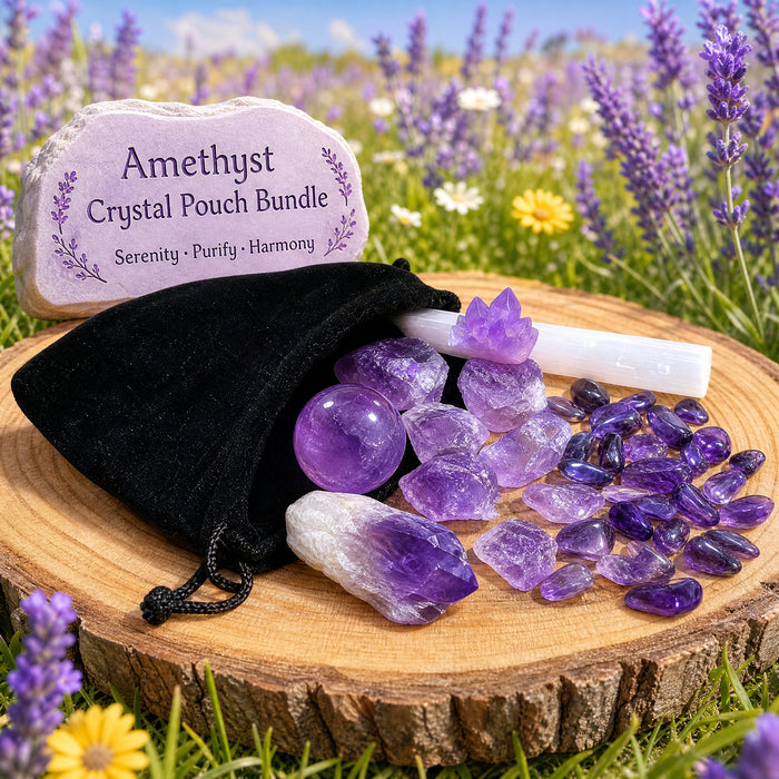 Ametist Kristal Huzur Kese Takımı