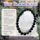 Pulsera Mala De Ágata Negra Con Bolsita De Terciopelo