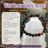 Pulsera Mala De Ágata Raya Negra Con Bolsa De Terciopelo