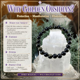 Βραχιόλι Mala Golden Obsidian με πουγκί