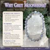 Pulsera Mala De Piedra Luna Gris Con Bolsita De Terciopelo