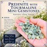 Prehniet met toermalijn mini-edelstenen (partij van 50 gram / 1,7 oz)