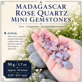 Madagaskar Rozenkwarts Mini Edelstenen (50 Gram / 1.7oz. Lot)