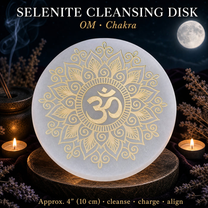 Selenite OM Çakra Temizleme Diski