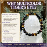 Pulsera Mala Ojo De Tigre Multicolor Con Bolsita De Terciopelo