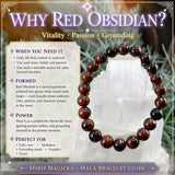 Pulsera Mala De Obsidiana Roja Con Bolsita De Terciopelo
