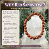 Pulsera Mala De Arenisca Roja Con Bolsa De Terciopelo