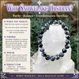 Mala Snowflake Obsidian armband með flauelspoka