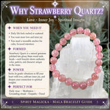Pulsera Mala De Cuarzo Fresa Con Bolsa De Terciopelo