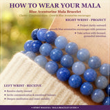Pulsera Mala Aventurina Azul Con Bolsa De Terciopelo
