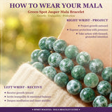 Pulsera Mala De Jaspe Con Manchas Verdes Y Estuche De Terciopelo