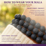 Bracelet Mala Pierre De Lave Avec Pochette En Velours