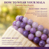 Mala Lepidolite Bracelet With Velvet Pouch