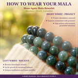 Pulsera Mala De Ágata Musgosa Con Bolsa De Terciopelo