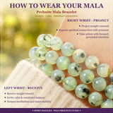 Pulsera Mala Prehnita Con Bolsa De Terciopelo