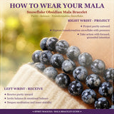Mala Snowflake Obsidian armband með flauelspoka