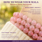 Pulsera Mala De Cuarzo Fresa Con Bolsa De Terciopelo
