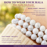 Pulsera Mala Howlita Blanca Con Bolsa De Terciopelo