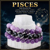 ♓ Piscis - 19 de febrero - 20 de marzo - Conjunto de pulseras de cristal de astrología del zodíaco