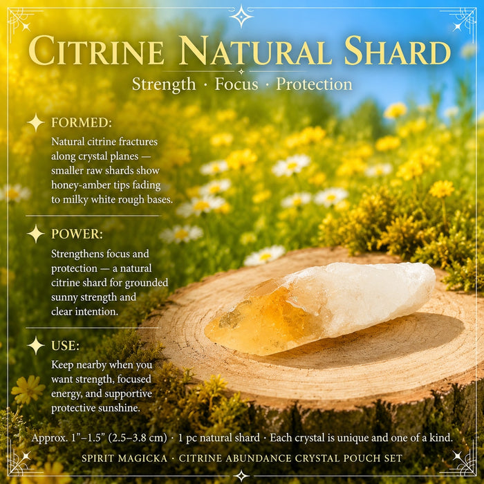 A small citrine shard with an amber tip fading to a milky white base